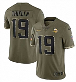 Men's Minnesota Vikings #19 Adam Thielen 2022 Olive Salute To Service Limited Stitched Jersey,baseball caps,new era cap wholesale,wholesale hats